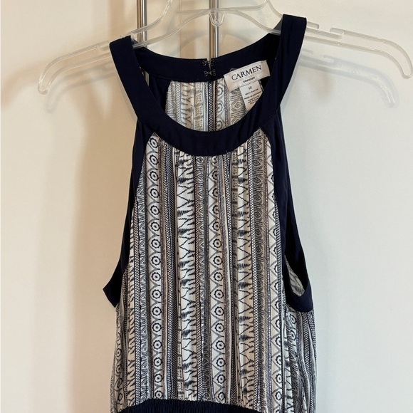 Carmen Marc Valvo Halter Maxi in Navy & Ivory. - Picture 3 of 8